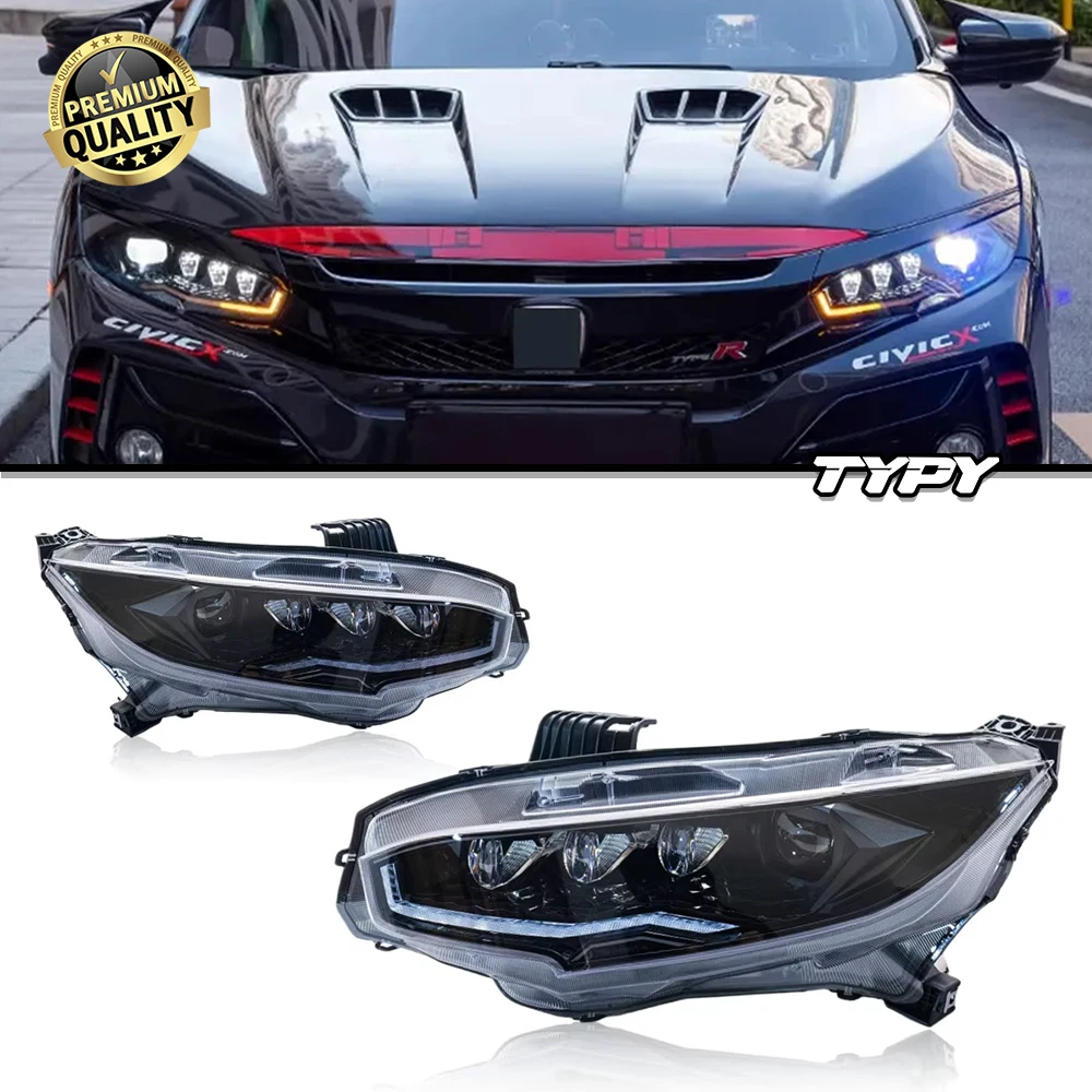 

Автомобильные светодиодные фары в сборе для Honda Civic 10-го поколения хэтчбека фар DRL Dynamic 180 ° Последовательный указатель поворота вращения