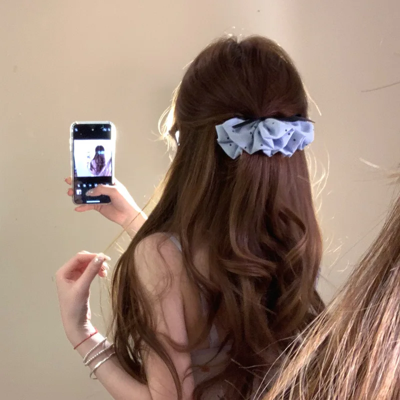 Women's Retro Sweet Bow Hem Banana Clip High-end Ponytail Clip Hair Clip Elegant Exquisite Fashion Sweet Accessory For Girs Gift