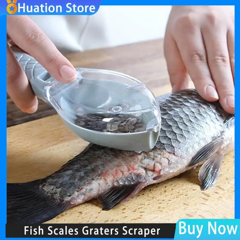 Fish Scales Graters Scraper Fish Cleaning Tool Scraping Scales Device With Cover Home Kitchen Cooking Fish Tool Kitchen Tools