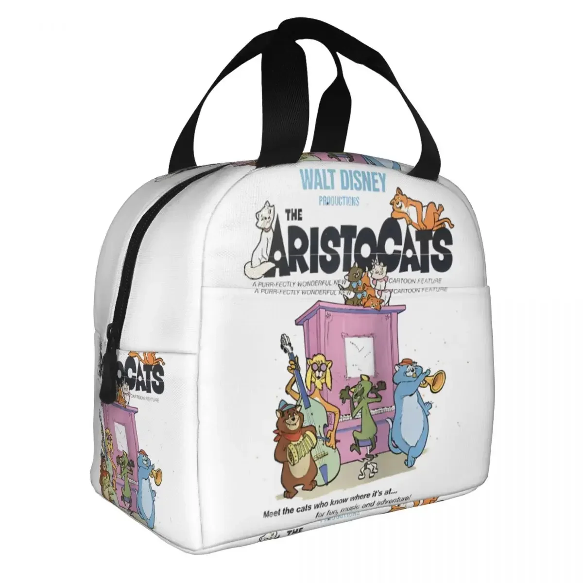 Os aristogatos gatos jogando piano almoço saco térmico reutilizável marie kitty alta capacidade tote lancheira bento bolsa ao ar livre