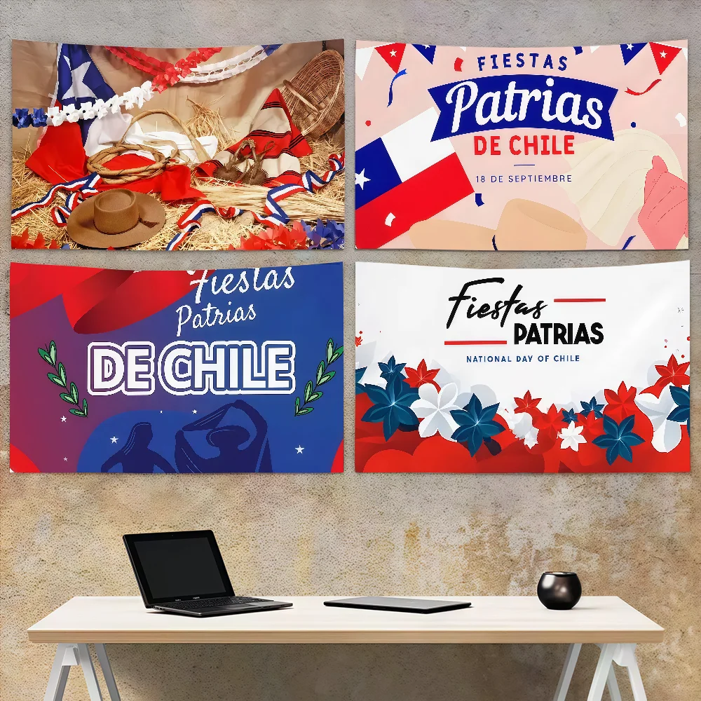 18 Septiembre Chile Festival flag Decoration Art Picnic Party Home Hanging Camping Outdoor Party Banner
