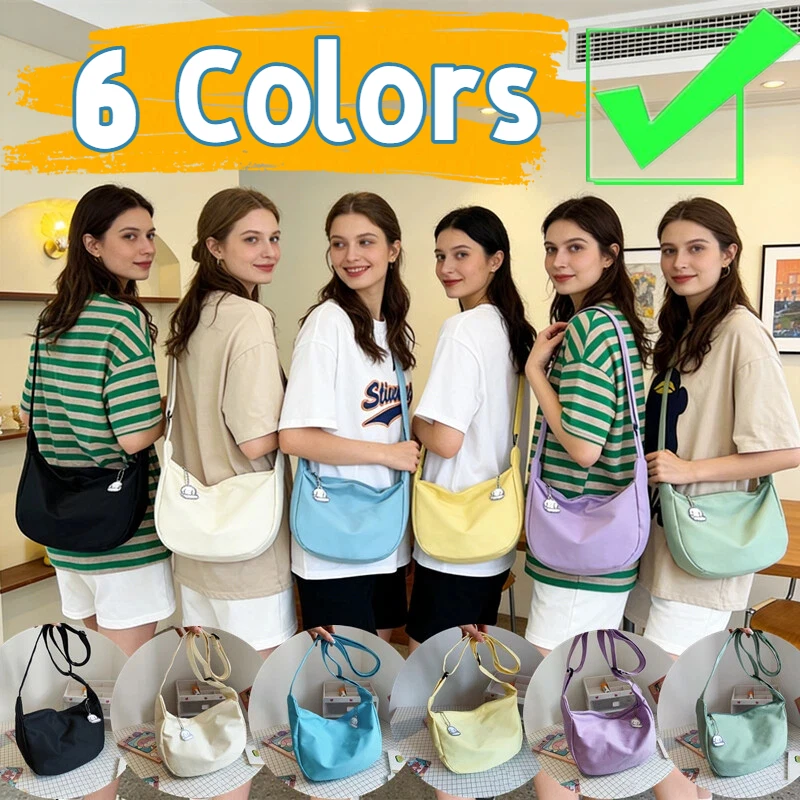 

6-цветные сумки на плечо, женские однотонные универсальные сумки в стиле Харадзюку, простые многофункциональные сумки, большая вместительная сумка через плечо для женщин-подростков