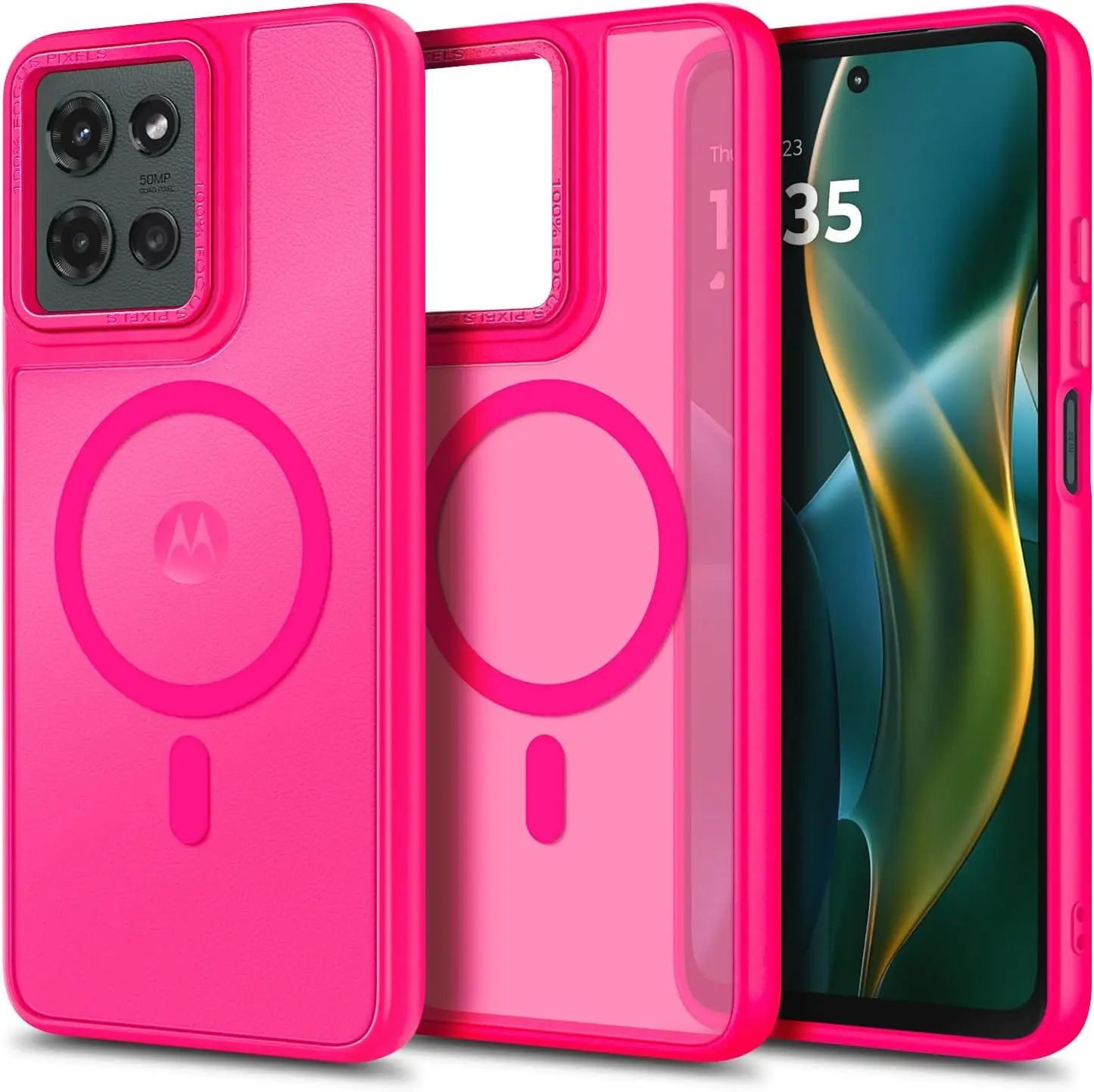 

Magnetic Phone Case for Moto G Models, Hot Pink | MagSafe Compatible, Translucent Matte, Military-Grade Protection