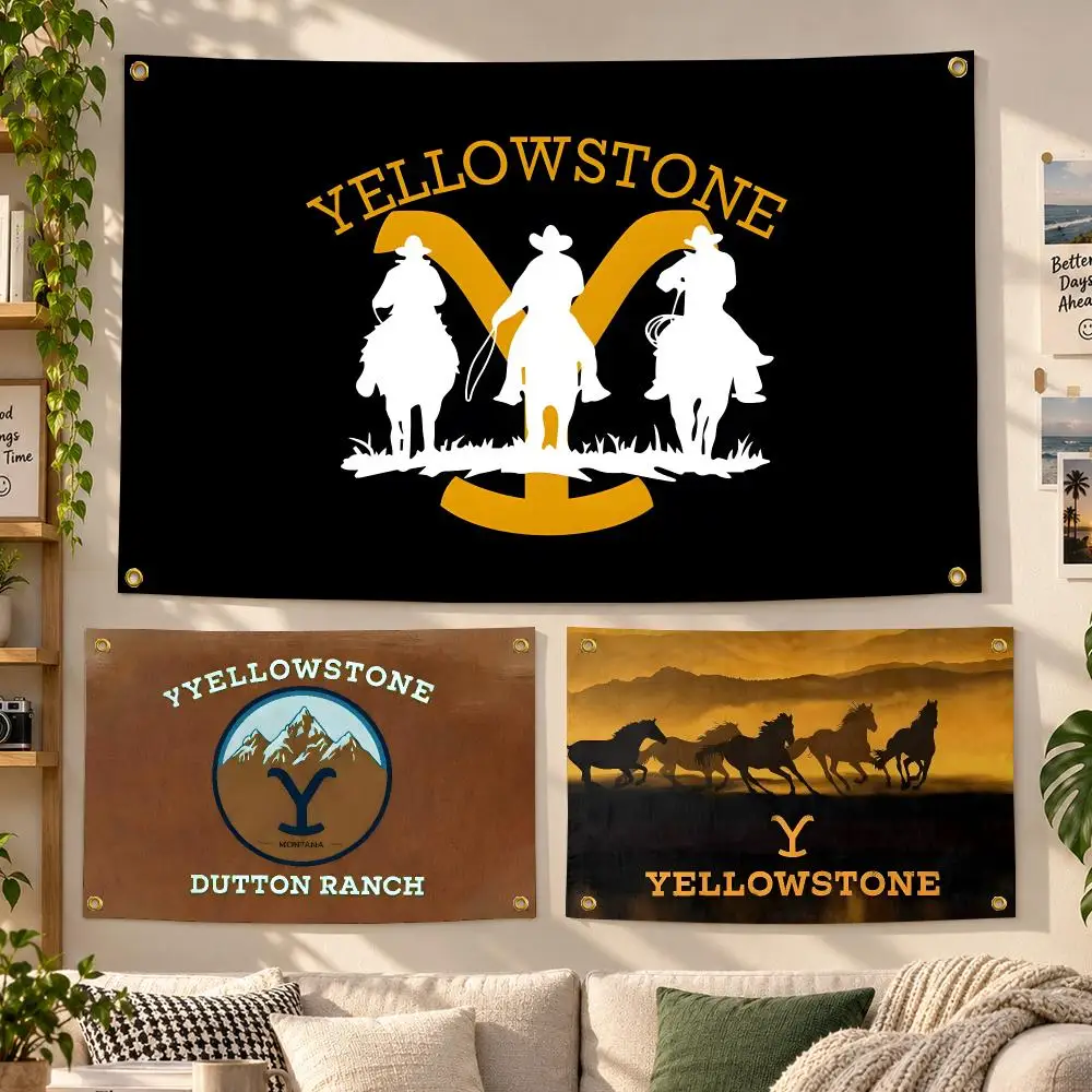 Series Yellowstone Western Flags Personalized Banner Flag Room Dorm Camping Picnic Garage Bar Outdoor Wall Decor