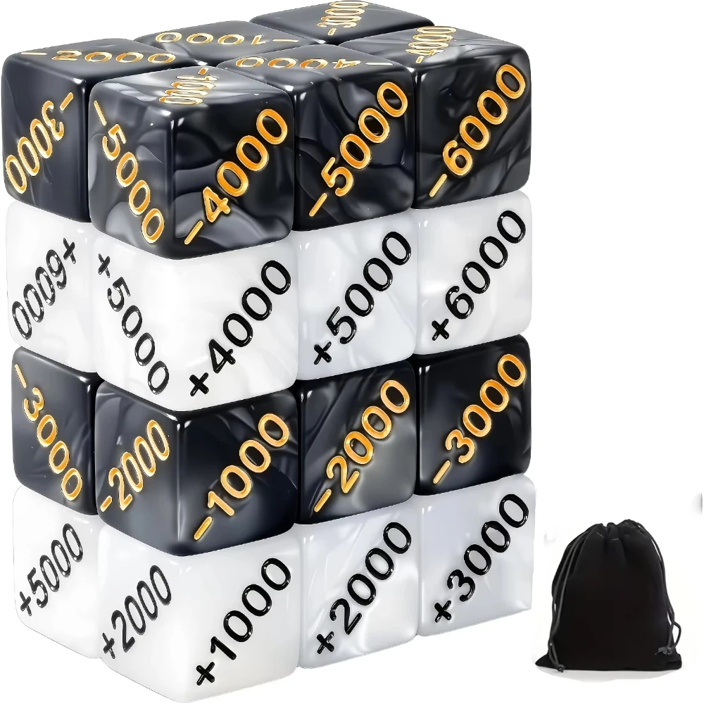 24 PCS Power Counter Dice Set, 12 Positive & 12 Negative Premium Marble Texture Dice Compatible with One Piece TCG and Card Game