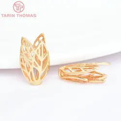 (3219)10Pcs 15*9*5Mm 24K Goud Kleur Messing Boom Blad Kralen Caps Hoge Kwaliteit Diy sieraden Bevindingen Accessoires