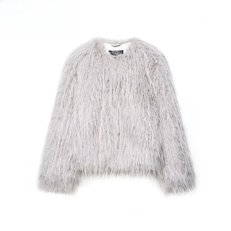 

Faionable Artificial Fur Effect Coat Jaet Women's New Autumn 2025 Sle Street Polyester Fiber 00% Woolen Outerwear