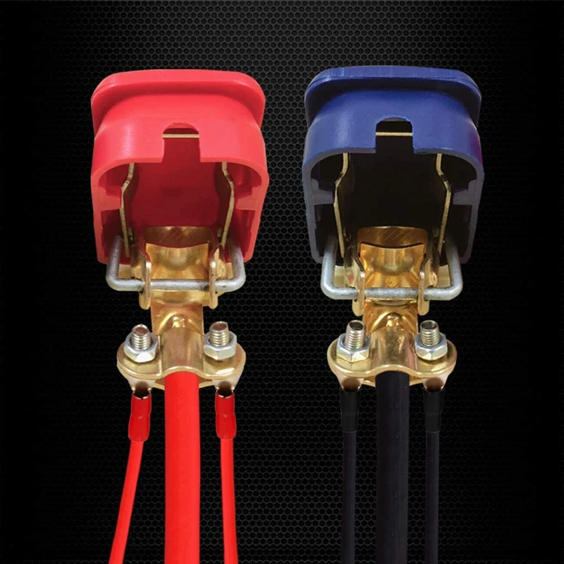 1 Pair Quick Release Top Post Battery Terminal Clamps, Quick Disconnect Battery Terminals With Red And Blue Cover