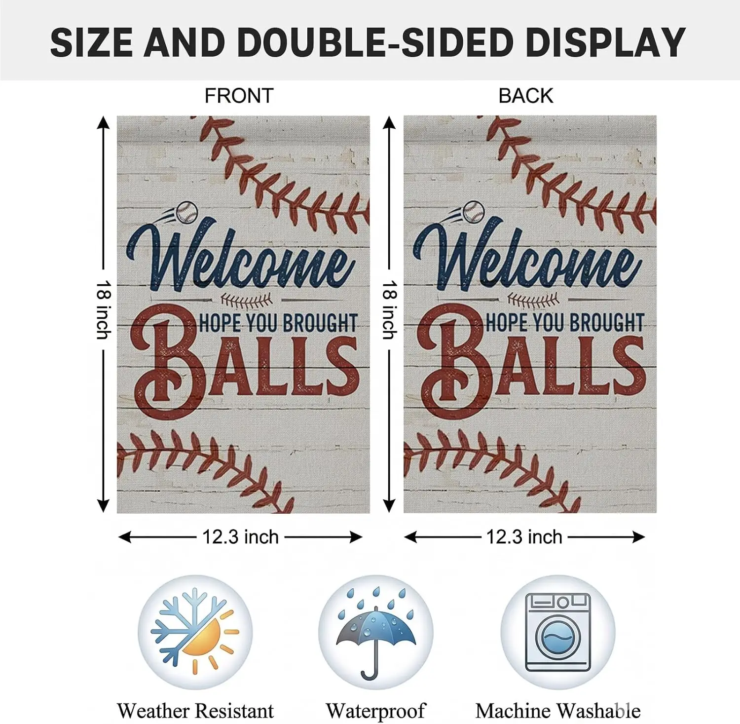 Funny Garden Flag 12x18 Double Sided Welcome Hope You Brought Balls, Extra Thick 2-Layer Burlap Yard Flag, Fade Resistant Ou yyi