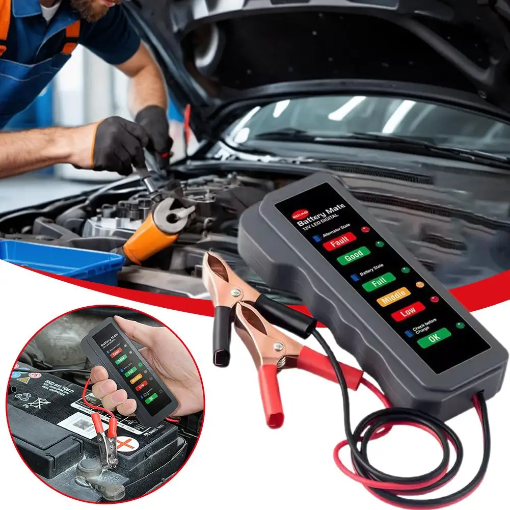 12V Car Battery Tester – Portable Vehicle Battery Analyzer for Cars Motorcycles
