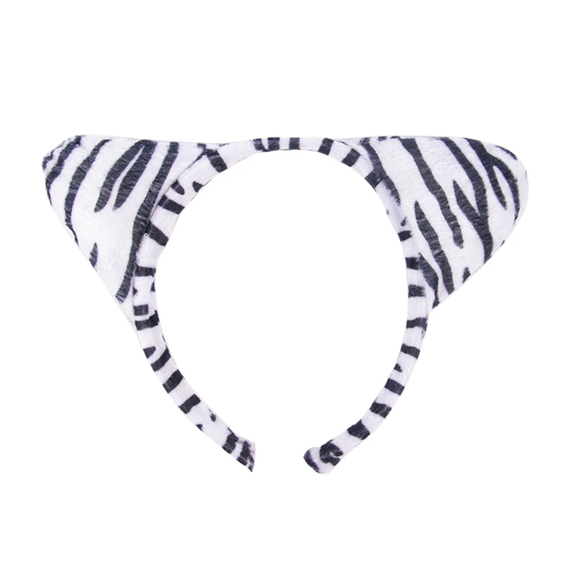 FRCOLOR Ensemble De Costume De Zèbre Cosplay Bandeau Oreilles Et Queue En Mousse Animalier Accessoires Fête Garçon Et Filles Halloween 3 Pièces Taille Unique