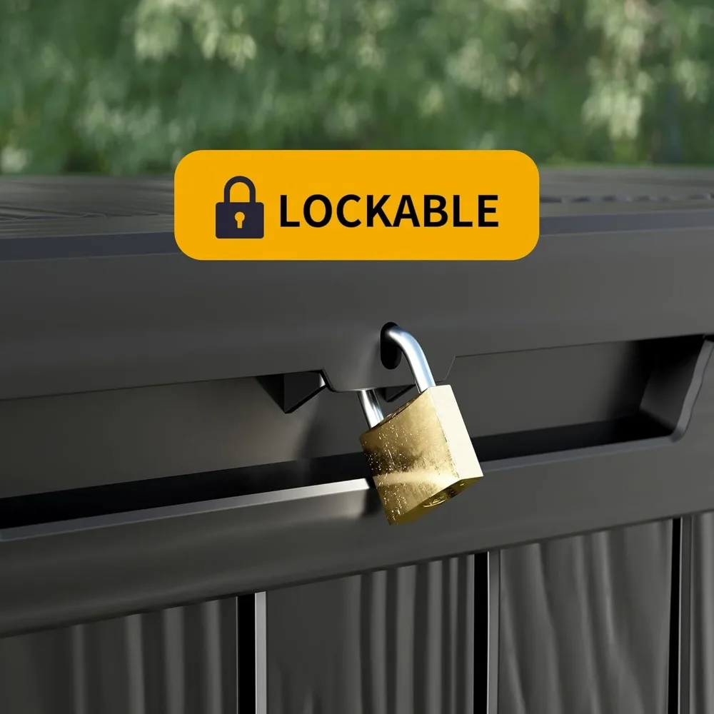 Caja de almacenamiento para exteriores de 180 galones, caja de cubierta de resina bloqueable impermeable, grande, contenedor de almacenamiento para Patio, accesorios para piscina, muebles de cojín