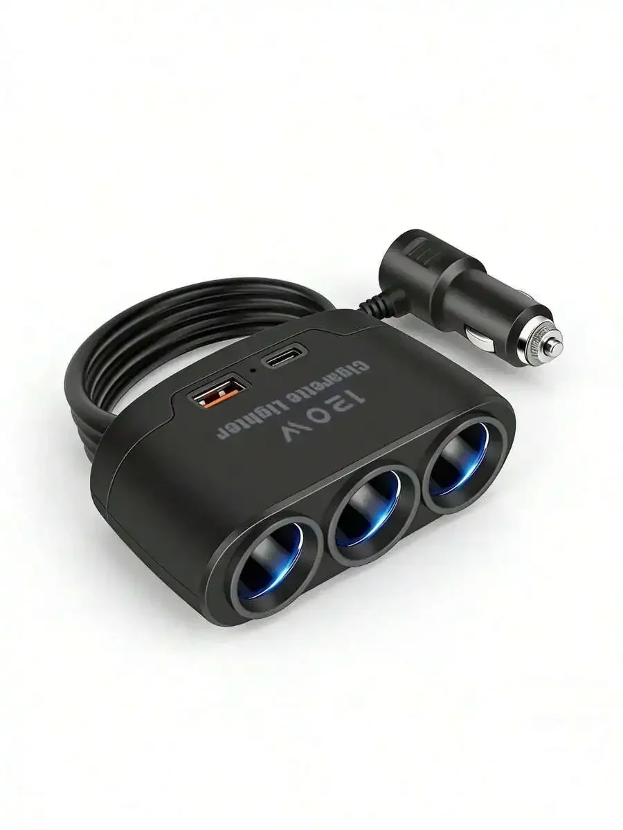

120W Car Power Adapter 12V Multi-Port Socket With USB Fast Charging