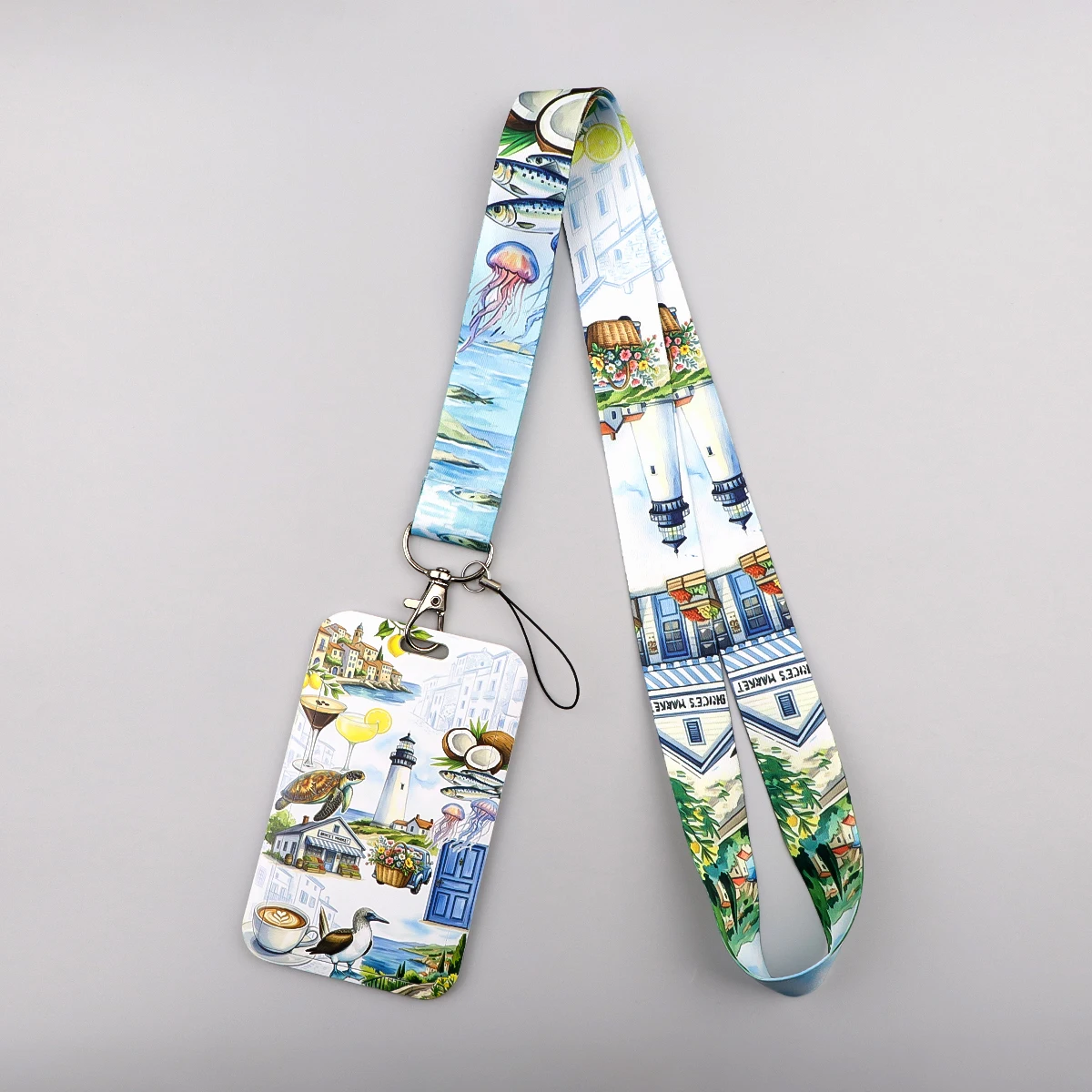 Card Holder And Neck Lanyard For ID Badge Pass Card Office Staff Student Daily Accessory Black Cat Eye Pattern Card Sleeve - view 5