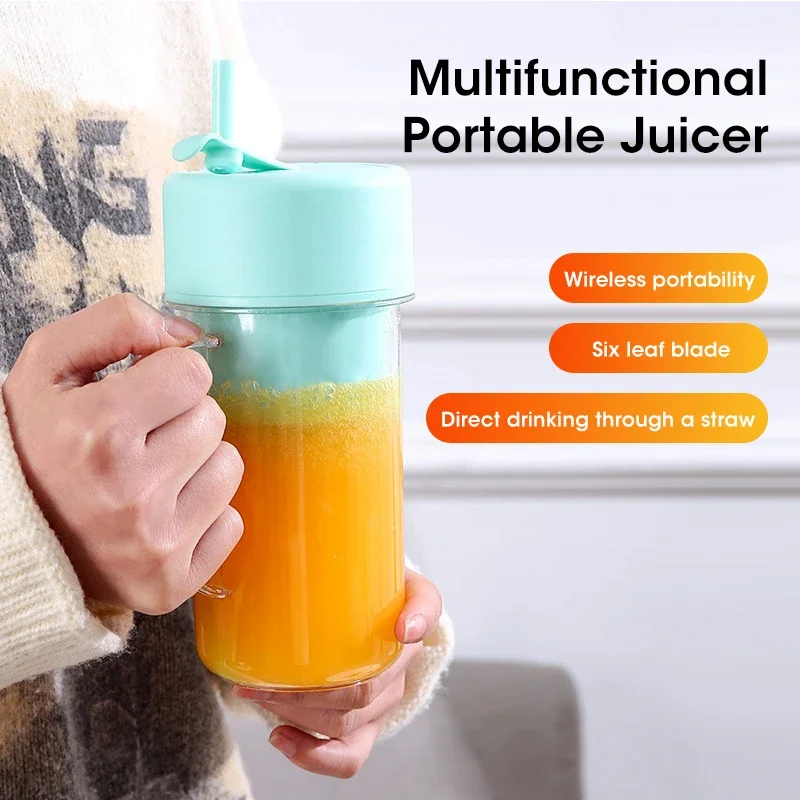 420ML Portable Blender Bottle Electric 5 Blades Multifunction Juice Blender Juice Smoothie Blender USB Charg For Home and School