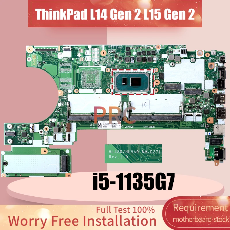 HL4A0 HL5A0 NM-D271 For LENOVO ThinkPad L14 Gen 2 L15 Gen 2 Laptop Motherboard SRK04 i5-1135G7 UMA Notebook Mainboard Full Test image 2