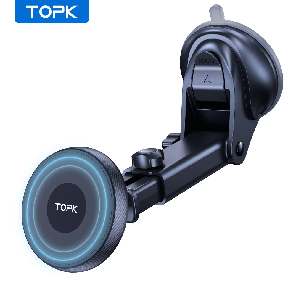 TOPK Magnetic Car Phone Holder Mount For Magsafe IPhone15 Pro Max Single-Hand Operation Metal Hook Magnetic Phone Holder for Car