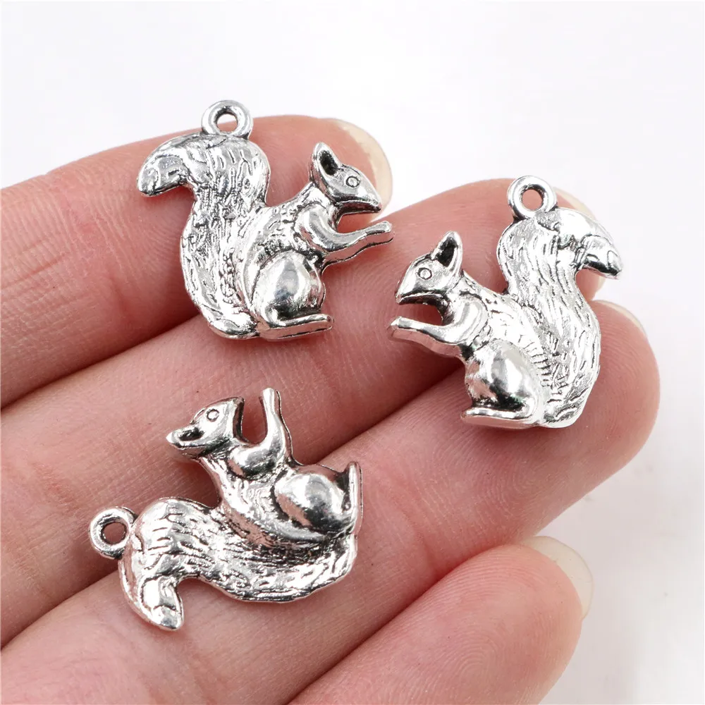 21x20mm 10pcs Antique Bronze and Antique Silver Plated Squirrel Handmade Charms Pendant:DIY for bracelet necklace