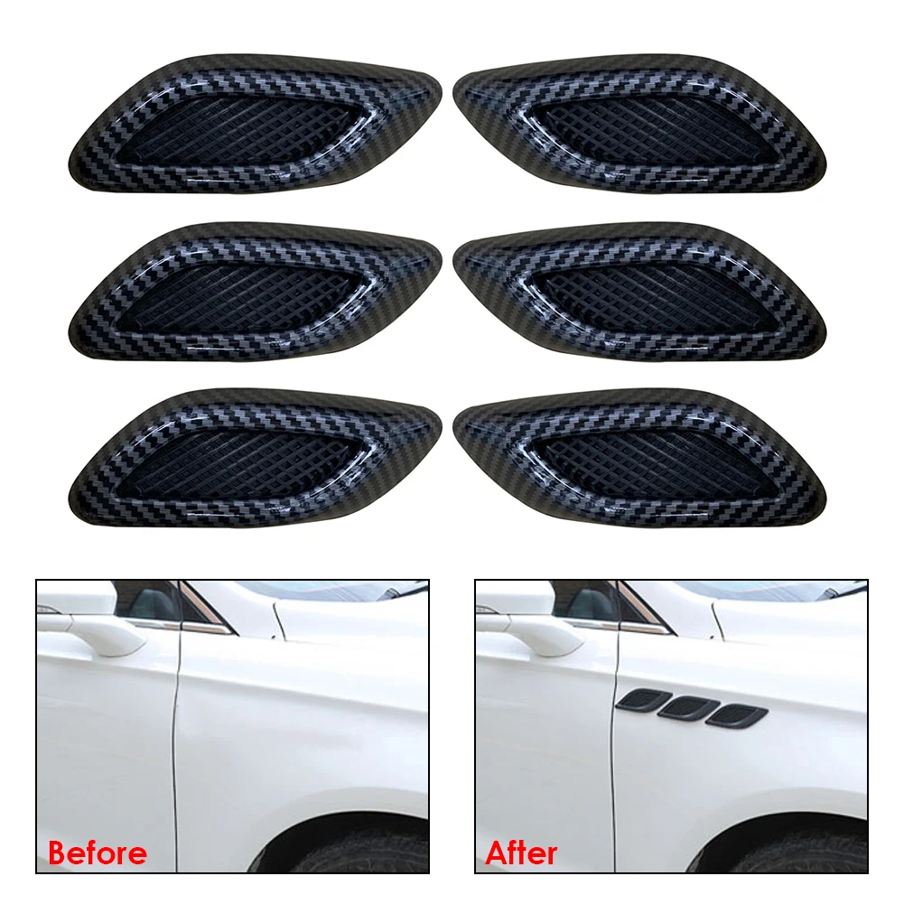 6PCS Car Side Vent Air Flow Fender Car Side Fake Vent Sticker Intake ABS Auto Simulation Side Vents Styling Car Accessories