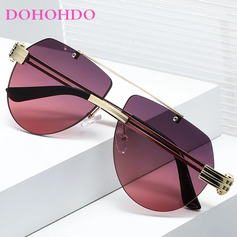 2026 New Fashion Rimless Metal Pilot Glasses For Men Luxury Brand Designer Women Sunglasses Travel Driving Shades UV400 Óculos
