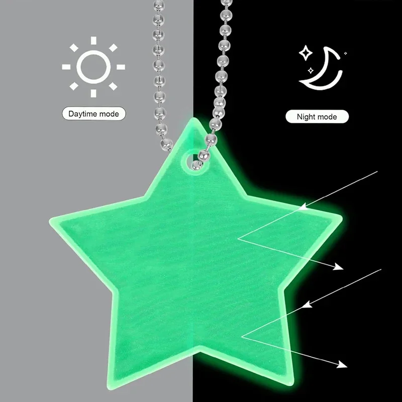 10 قطعة نجوم ملونة عاكسة المفاتيح على ظهره اكسسوارات قلادة ليلة ركوب الوجهين عاكس حلقة رئيسية #4