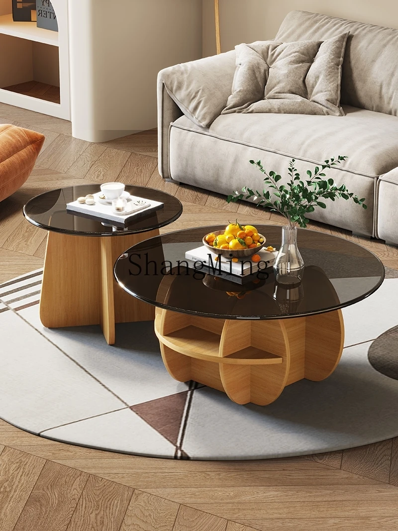 

CL size round glass coffee table light luxury living room home modern simple new round coffee table