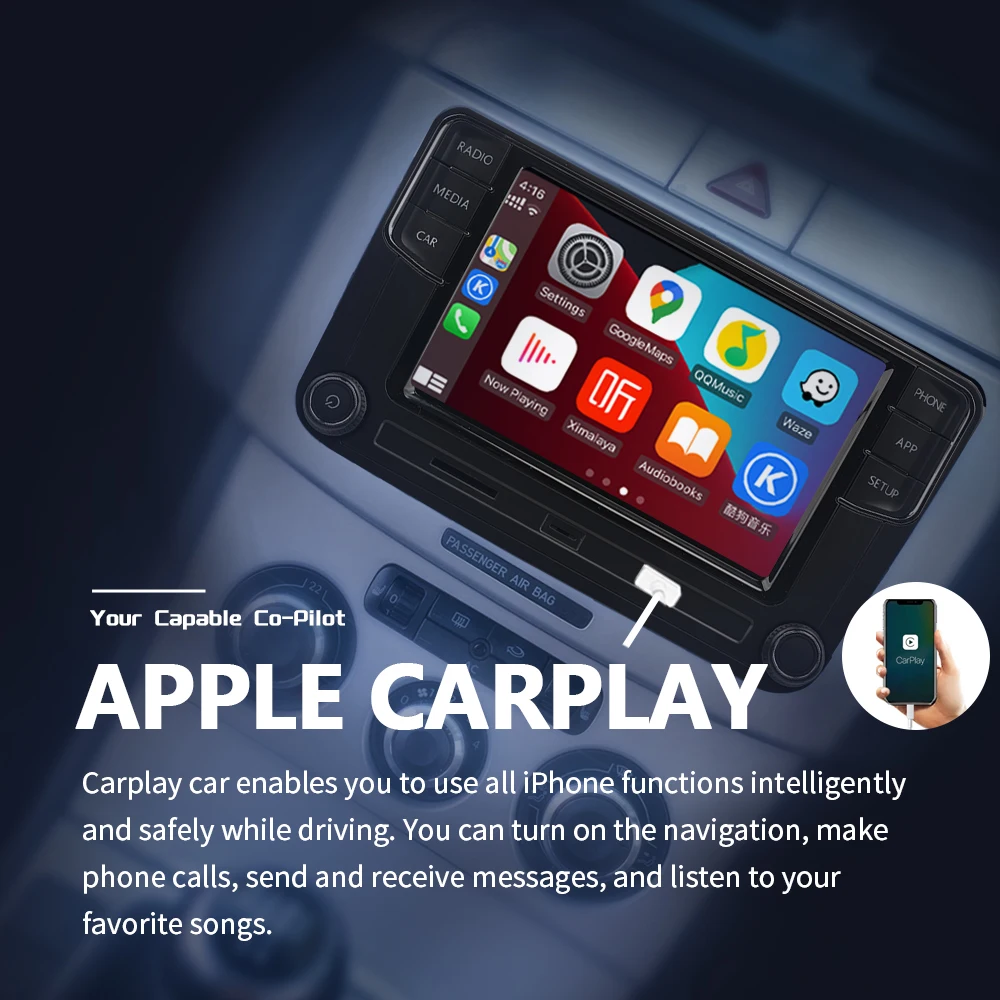 POCAVIO MIB Carplay Radio de coche solo para Volkswagen MQB POLO 6C / MQB POLO 6R Android Auto Bluetooth reproductor Multimedia navegador