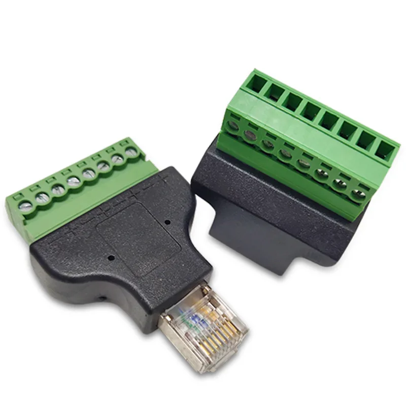 RJ45 zu 8PIN Terminal Grün Ethernet Konverter 8P8C Kristall Modulare Crimps LAN Netzwerk Linie Stecker RJ45 Männlich Weiblich Verlängern Adapter – Detail 2