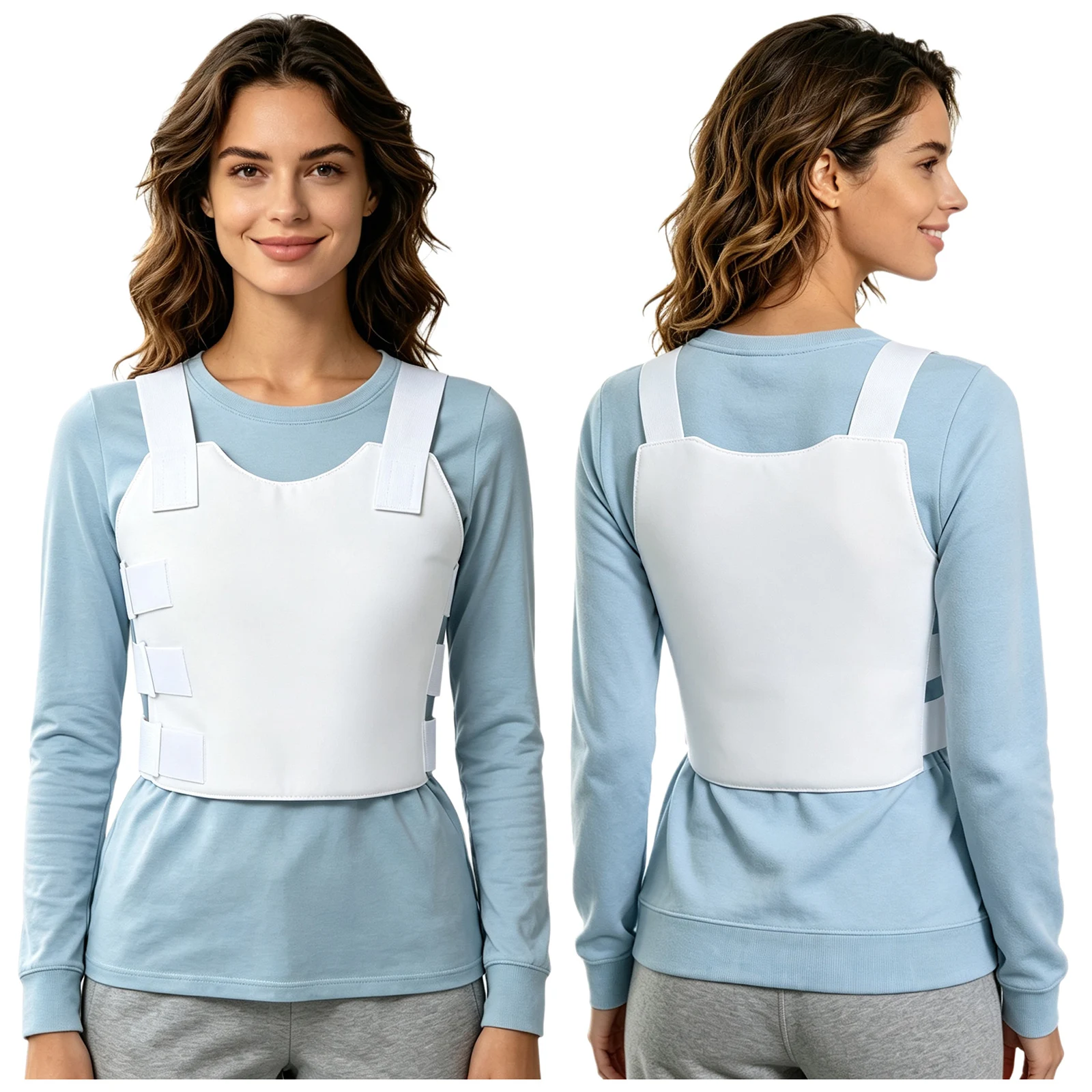 Adult Special Needs Adaptive Clothing Chest Post Surgery Recovery Support Padded Vest with Hook-loop Fastener Compression Strap