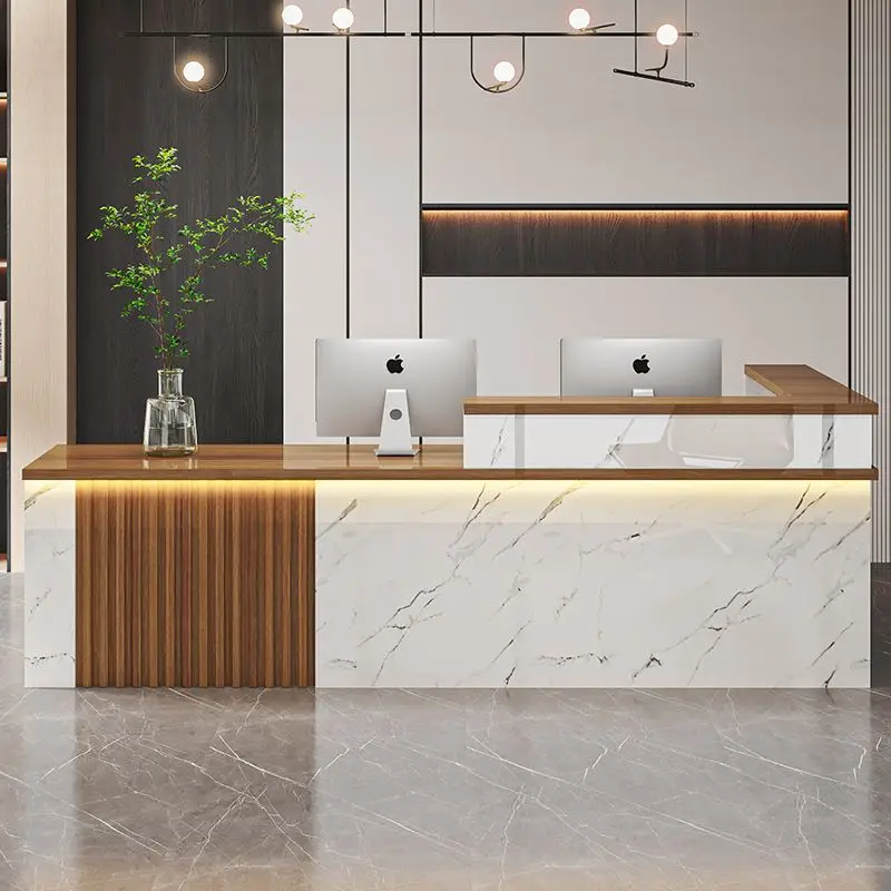 مكاتب استقبال مطعم Led تصميم عيادة كبيرة مكاتب استقبال أمامية حديثة أمين الصندوق أثاث Biurko Do Recepcja الفاخر
