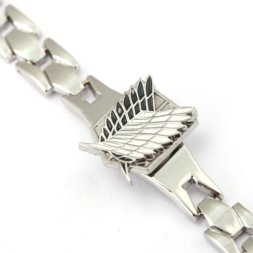 New Unisex Charming Attack On Titan Shingeki No Kyojin Metal Bracelet Wings Punk Style Hand Chain Bangles Fashion Jewelry