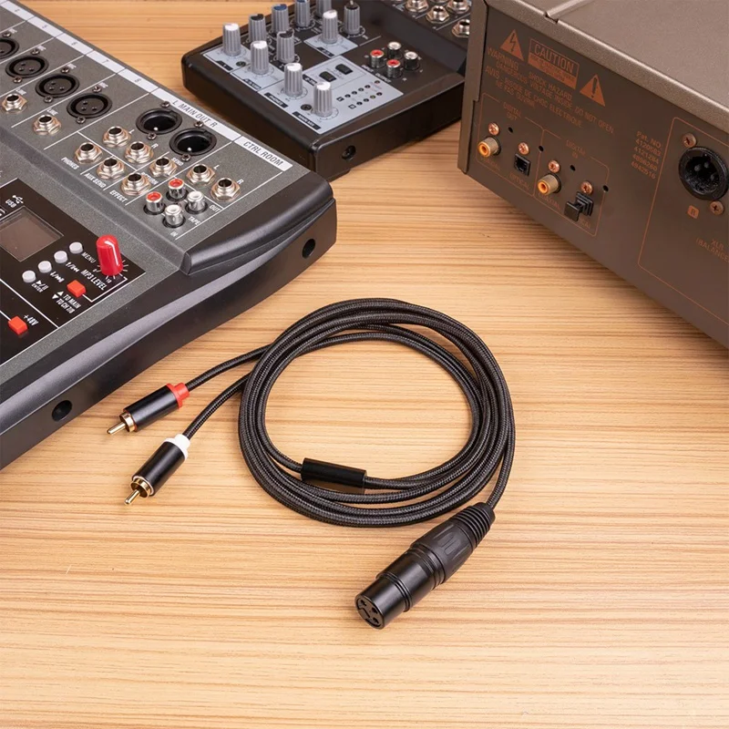 XLR أنثى إلى مزدوج RCA ذكر Y كابل مقسم ، كابل صوت مكبر للصوت ، كابل توصيل ستيريو ، 3 دبوس