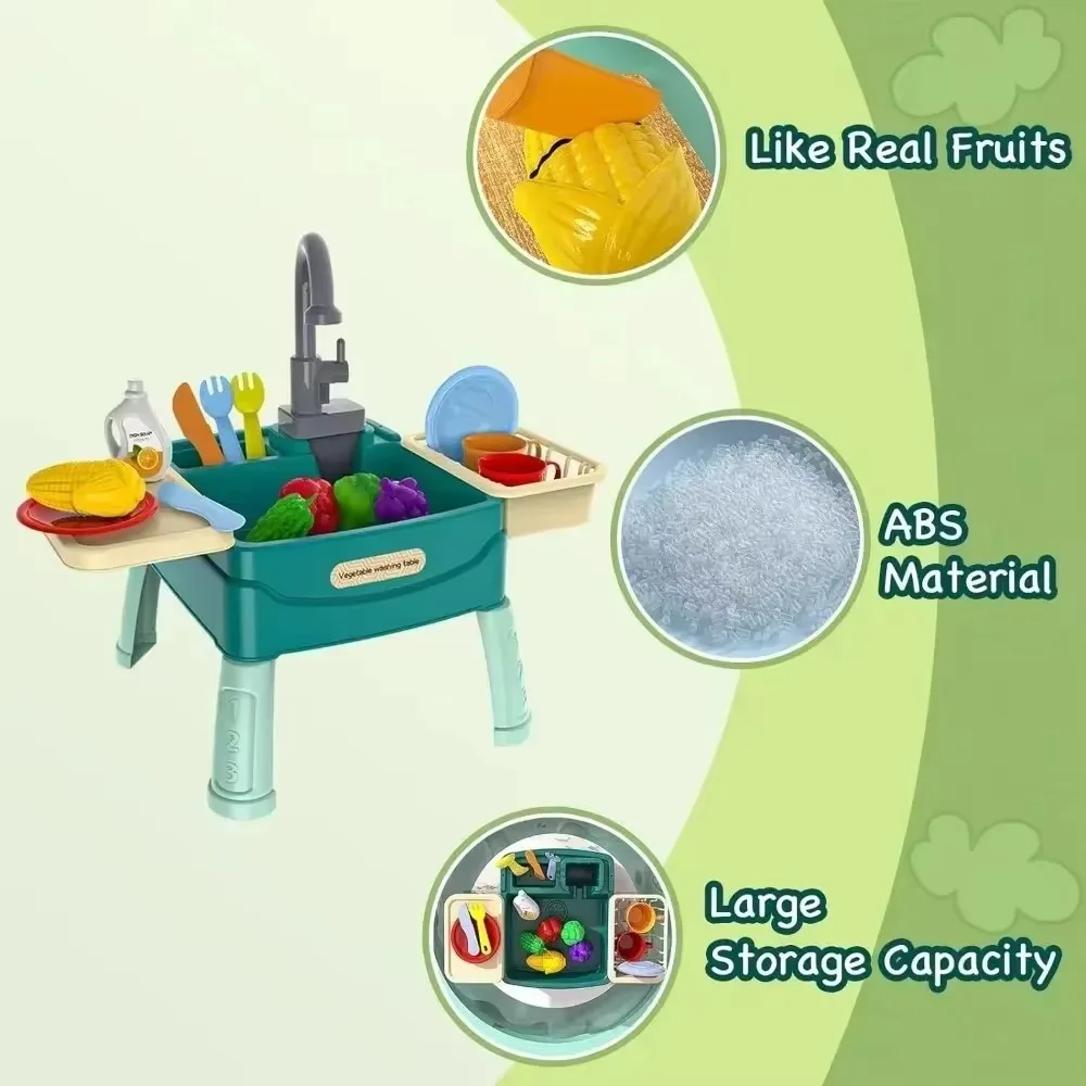 Giochi per bambini a casa giocattoli educazione precoce simulazione della cucina tavolo per lavastoviglie elettrico presa d'acqua giocattoli per il lavaggio delle verdure