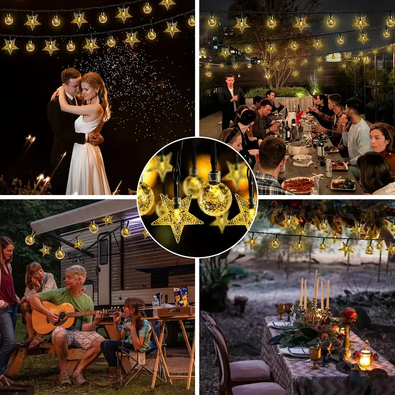200LED الشمسية غلوب ستار سلسلة أضواء في الهواء الطلق مقاوم للماء الشمسية الفناء الخلفي فناء ضوء حفلة عيد الميلاد الديكور حديقة الحديقة #5