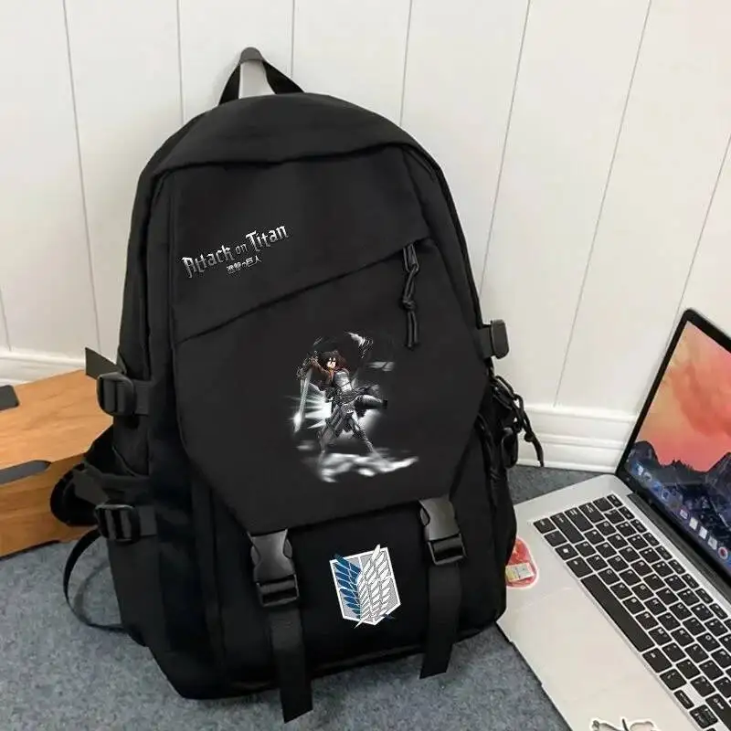 

Anime Game Black Blue White Attack On Titan Shingeki No Kyojin Student Teens School Bags Backpacks