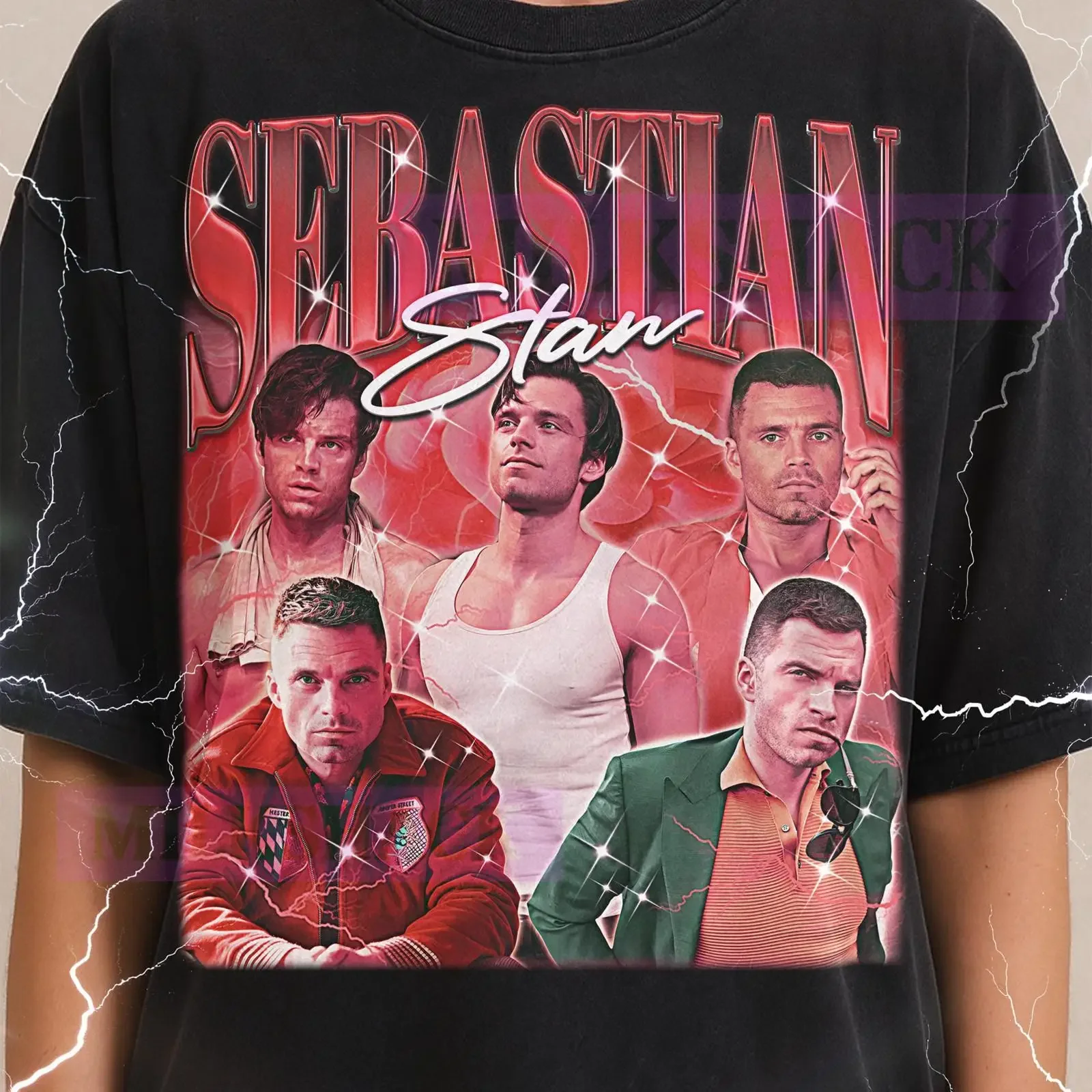 Vintage 90s Retro Sebastian Stan Bootleg T Shirt Celebrity Actor Throwback vintage Washed streetwear Slightly