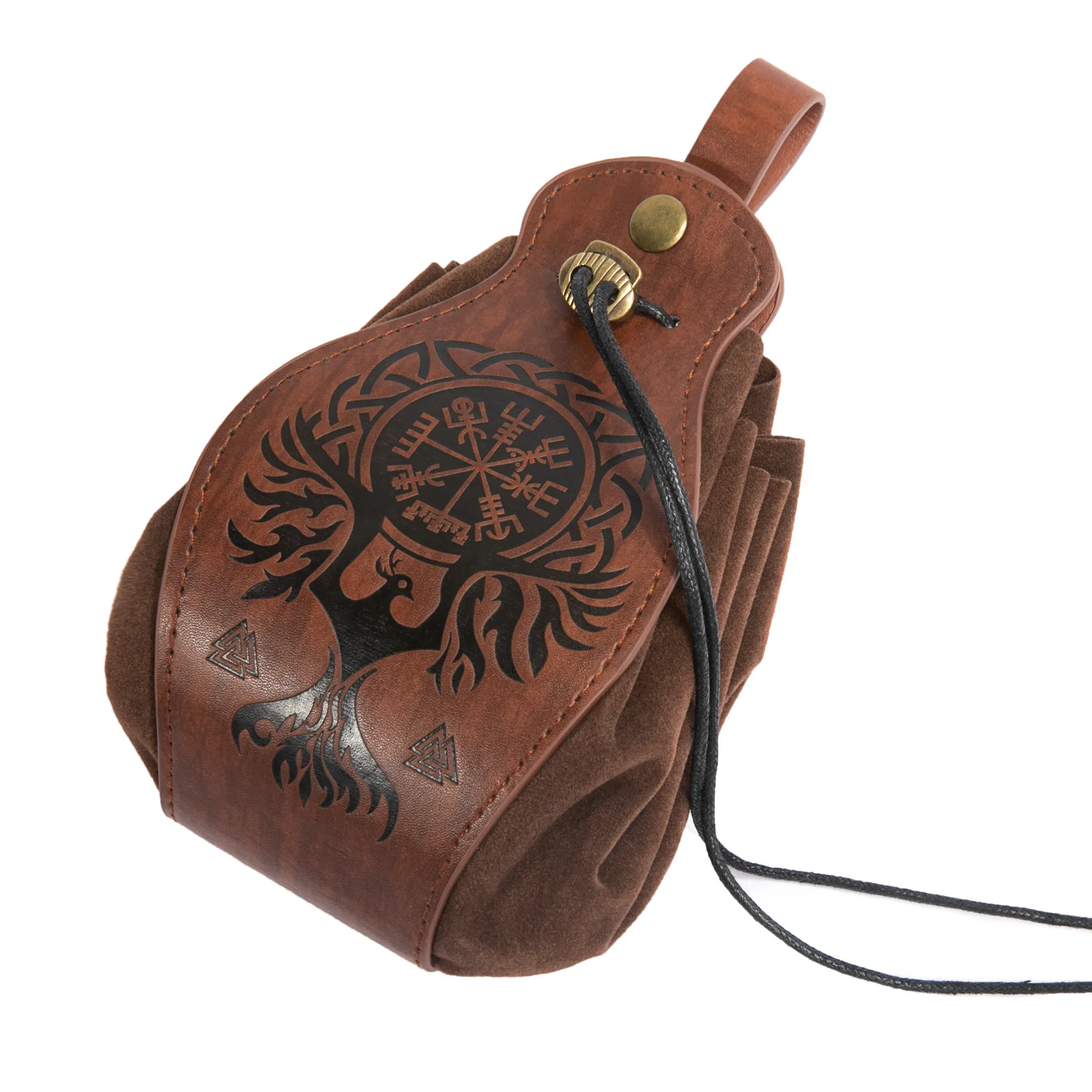 Bolsa de dinero Vintage Medieval, cinturón de anillo de cintura, accesorio de disfraz de Cosplay para hombres y mujeres, bolsa de almacenamiento de cuero PU, monedero