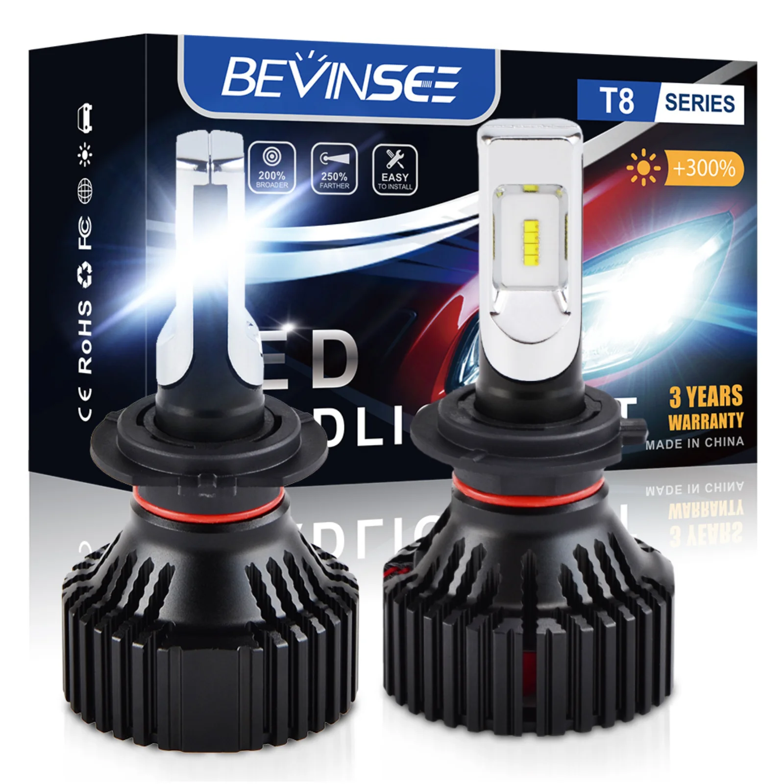 

BEVINSEE H7 LED Headlight Bulbs 9005 HB3 9006 HB4 9007 HB5 H11 H9 H8 LED Fog Lights For Vehicles Mini Size Auto Lamps 6000K 12V