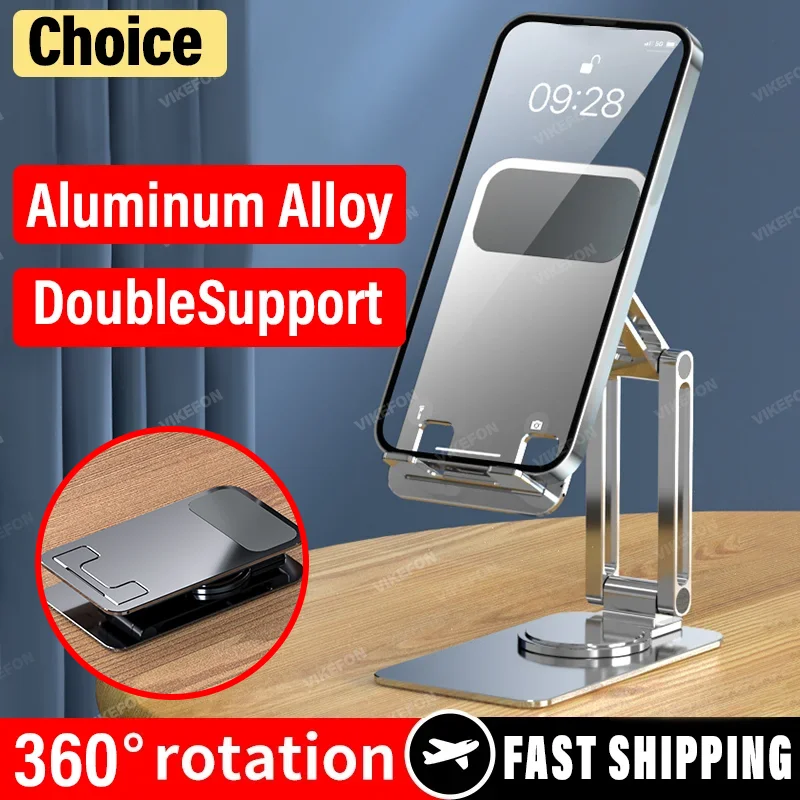 360 Aluminum Alloy Portable Tablet Holder For iPad iPhone Adjustable Flexible Folding Lazy Desktop Live Mobile Phone Mount Stand