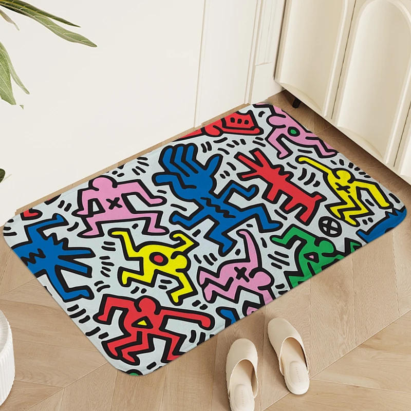 

Foot Mat for Hallway K-Keith H-Haring, Washable Non-slip Kitchen Living Room Rug, Bathmat, Bedroom Carpet Modern Home Decoration