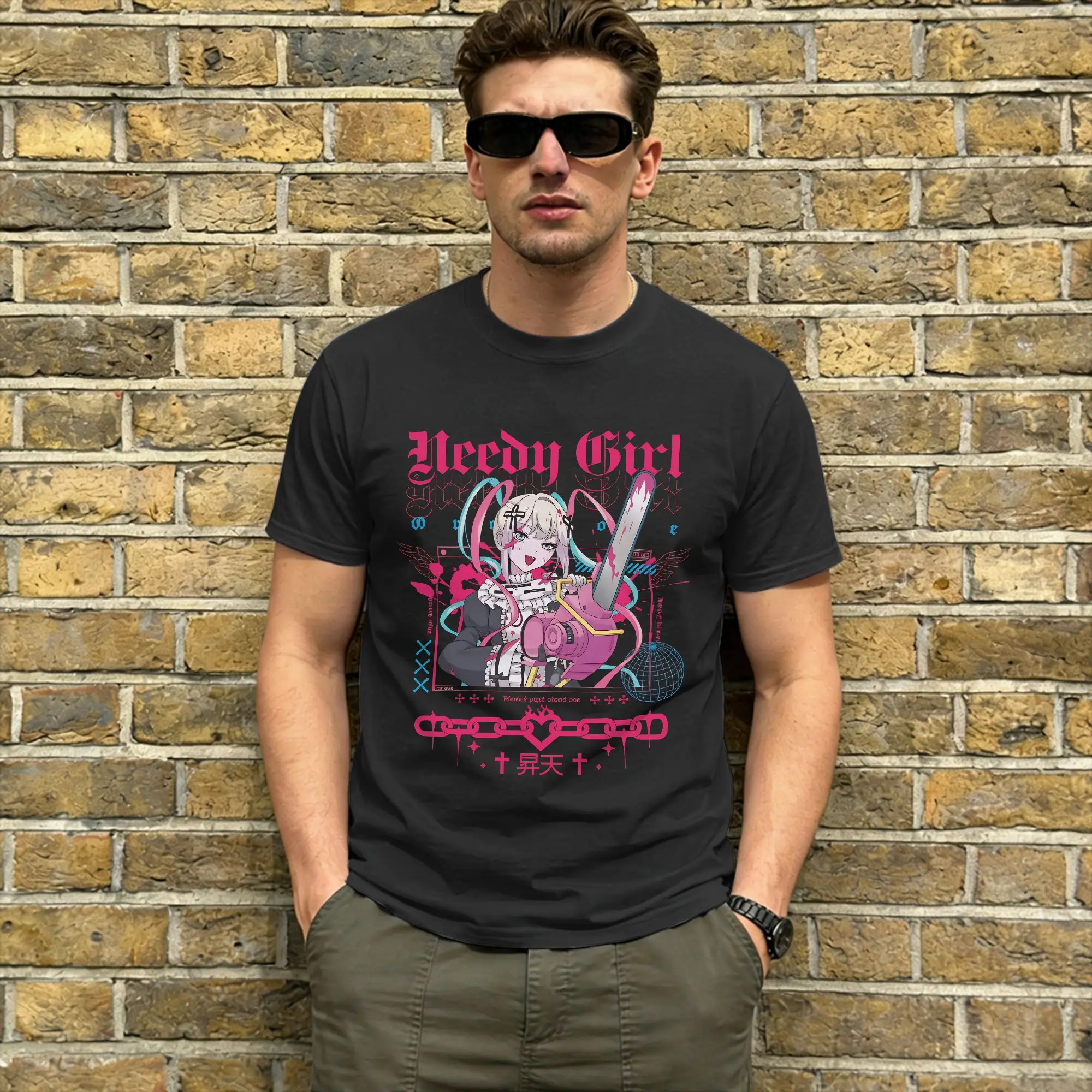 Men's Needy Streamer Overload T Shirt Video Game Pure Cotton Clothes Vintage Short Sleeve Crew Neck Tees Unique T-Shirts