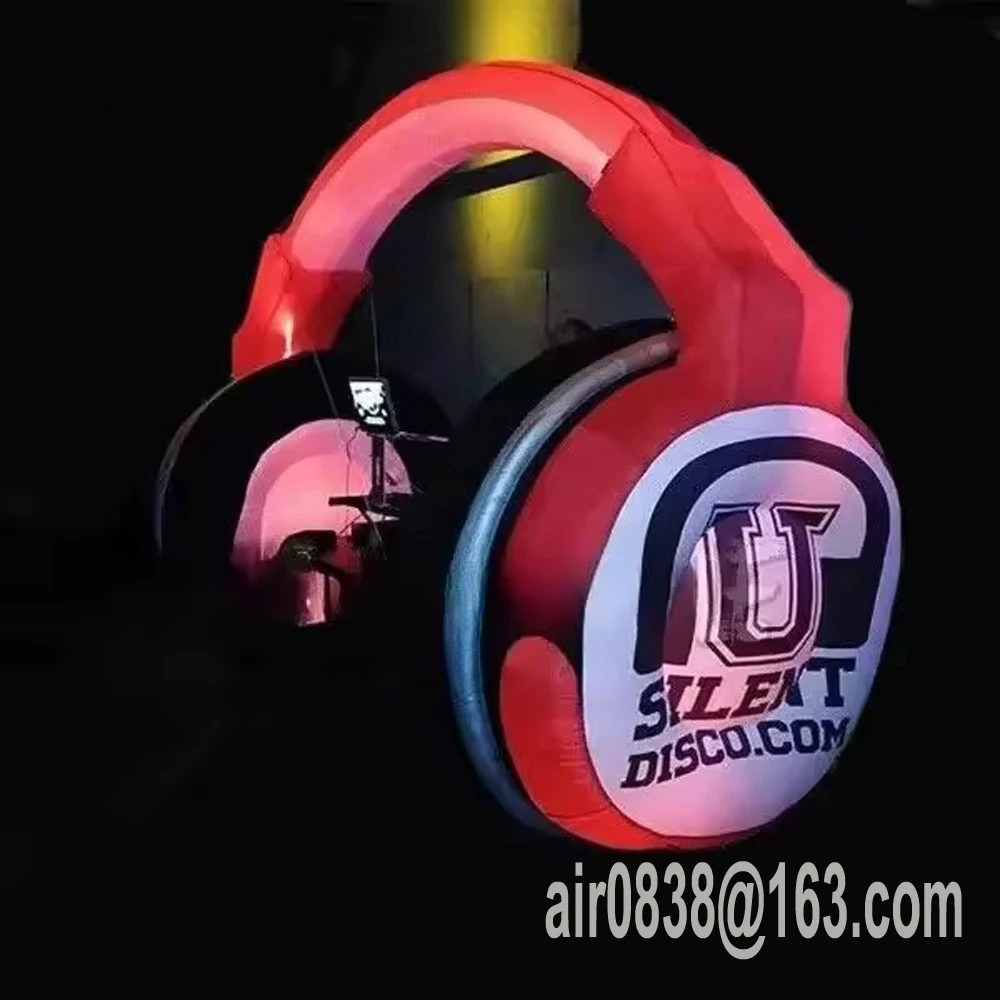 Large Inflatable Headphone Replica With Led Lights Concert Stage Decorations Airblown Earphone Arch For Carnival Event