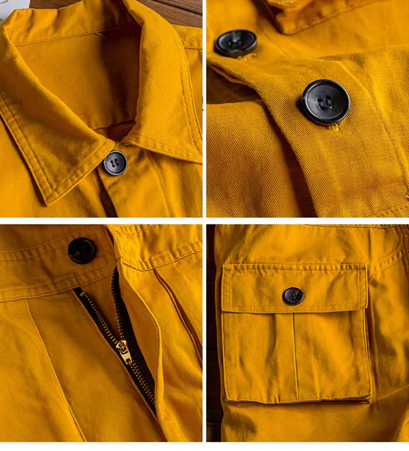 Salopette de printemps pour hommes, combinaison adt à manches longues, pantalon cargo en coton, vêtements de travail noirs et jaunes, uniforme de travail fjWorking, barboteuses