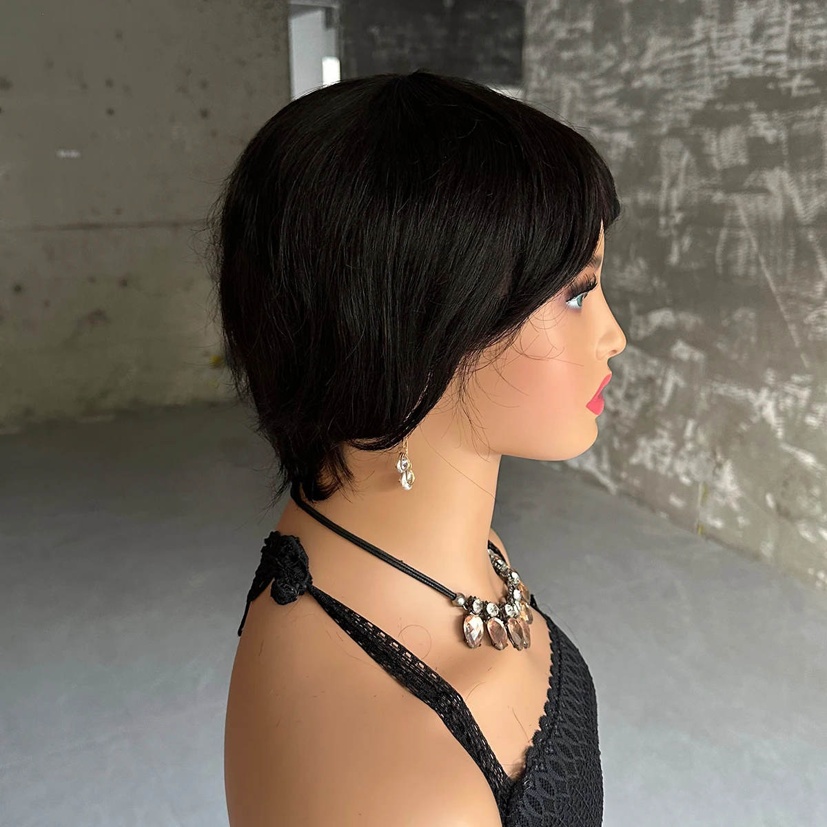 Short Human Hair Wigs, Pixie Cut Straight for Black Women