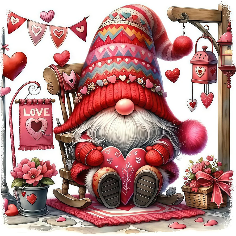 EverShine Diamant-Mosaik Gartenzwerg DIY Stickerei Zwerg 5D Vollbohr-Diamantkunst Malset Cartoon-Porträt Valentinstag-Geschenk