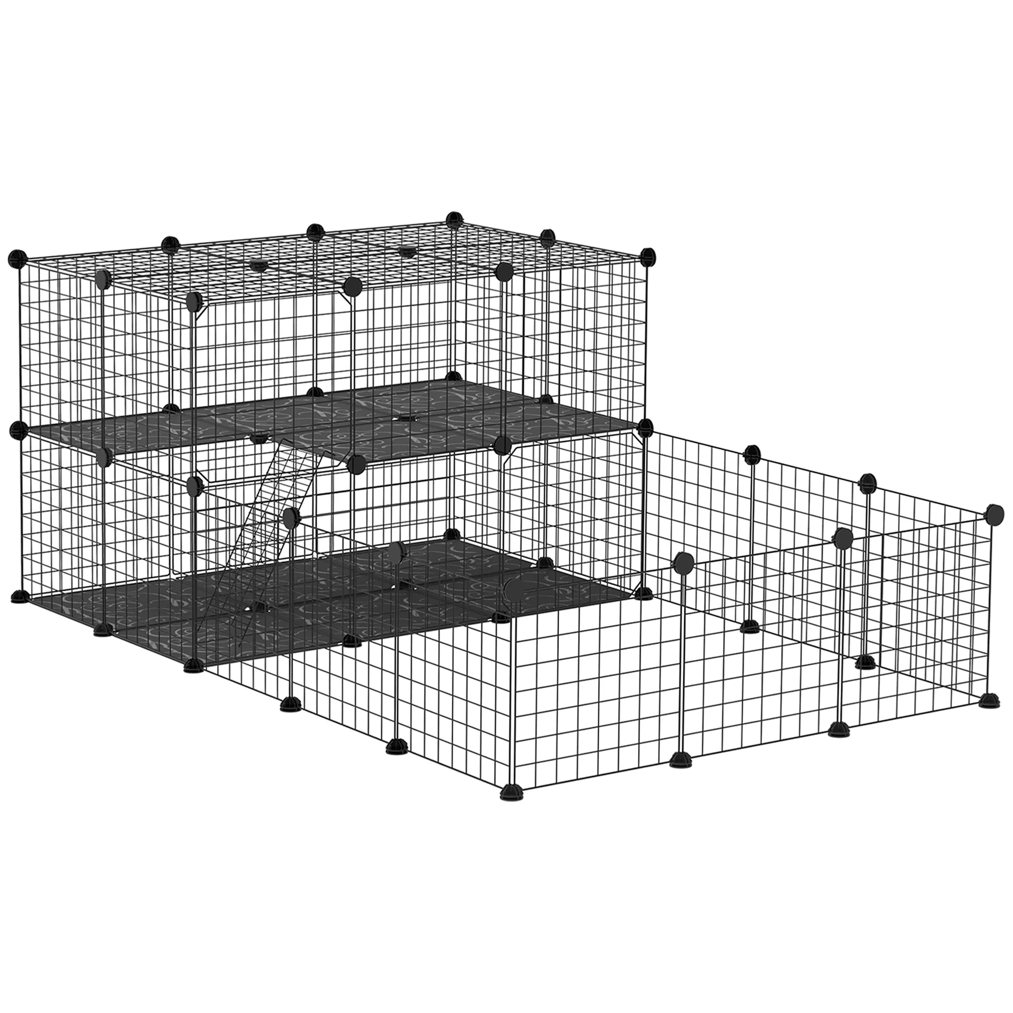 47 Panels Pet Playpen, Small Animal Playpen with Doors, Portable Metal Wire Yard Bunny Pen for Guinea Pigs, Chinchillas