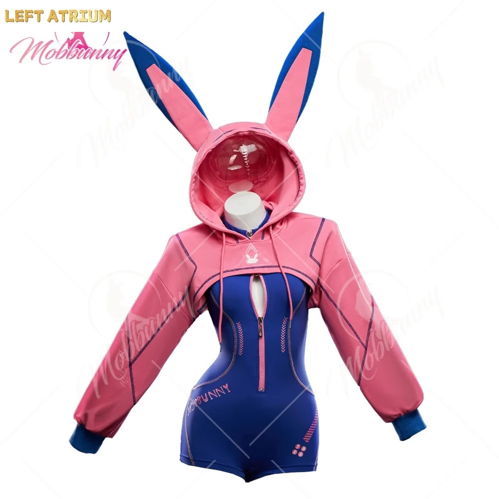 

MOBBUNNY Women's Dva Derivative Sexy Lingerie Tight Sportswear Cyber Style Bodysuit with Hooded Short Jacket