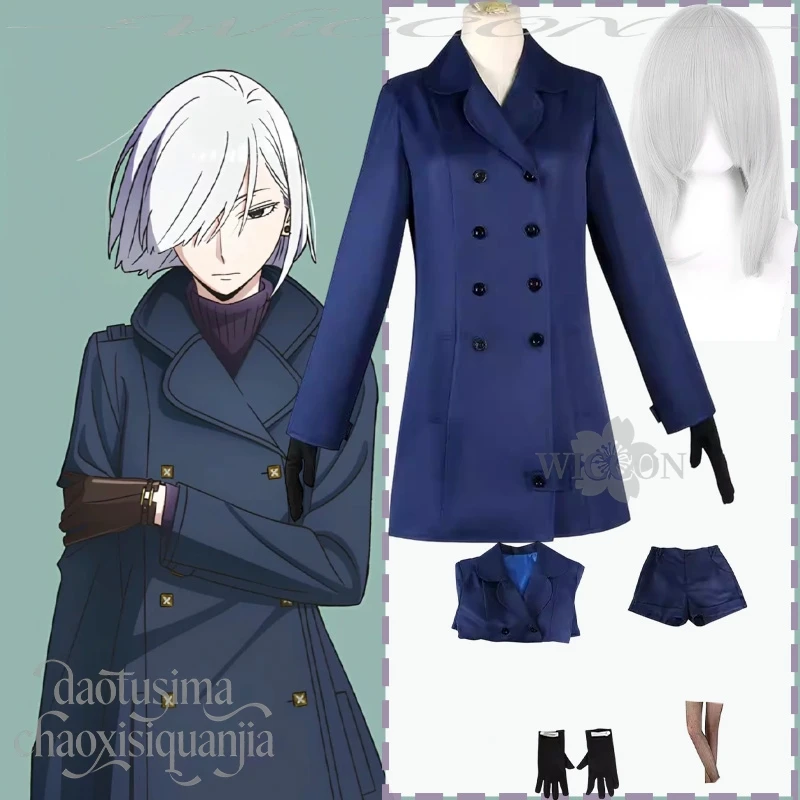 

Костюм для косплея Fiona Frost Nightfall FAMILYYYS3: темно-синее шерстяное пальто, шорты, перчатки, колготки – для Рождества, Хэллоуина, вечеринок, аниме-косплея