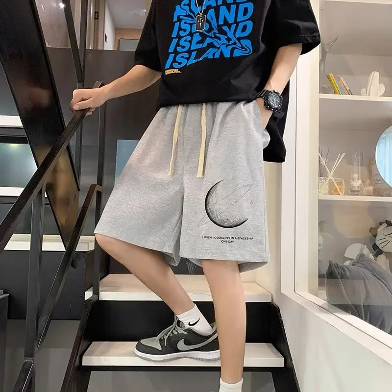 

Свободные мужские лыжи, летние новые повседневные спортивные брюки, свободные брюки в американском стиле, прямые свободные брюки, модная молодежная энергия