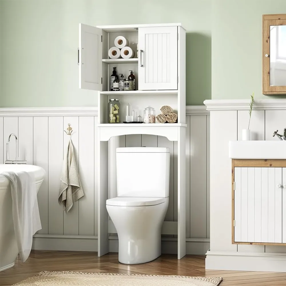 Over The Toilet Storage Cabinet With Double Doors and Open Shelf Bathroom Storage Cabinet Freight Free Furniture Cabinets Home